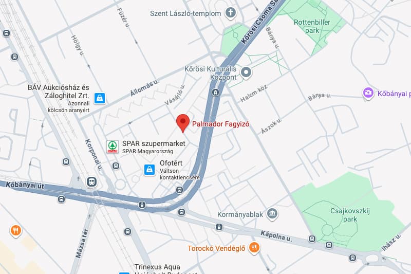 Palmador Fagyizó helye Budapesten, Kőrösi Csoma sétány 12.